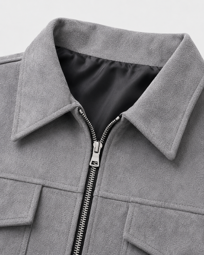 Men's Suede Utility Jacket | Loose Fit | Zip Front | Smart Casual Outerwear | Steven & Levon