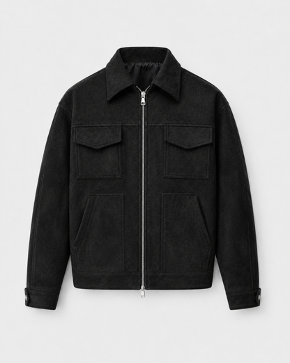Men's Suede Utility Jacket | Loose Fit | Zip Front | Smart Casual Outerwear | Steven & Levon