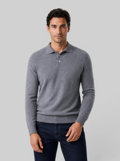 Men's Wool Knit Polo Sweater | Long Sleeve | Soft Knit | Warm Casual Style | Steven & Levon