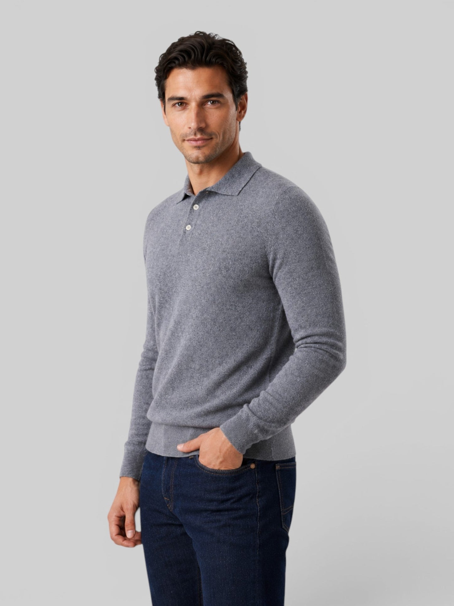 Men's Wool Knit Polo Sweater | Long Sleeve | Soft Knit | Warm Casual Style | Steven & Levon