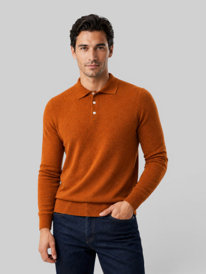 Men's Wool Knit Polo Sweater | Long Sleeve | Soft Knit | Warm Casual Style | Steven & Levon