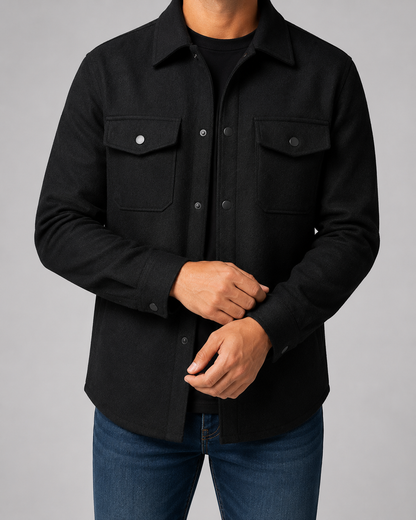 Men's Wool Blend Overshirt Jacket | Button Front | Utility Shirt Jacket | Smart Casual | Steven & Levon