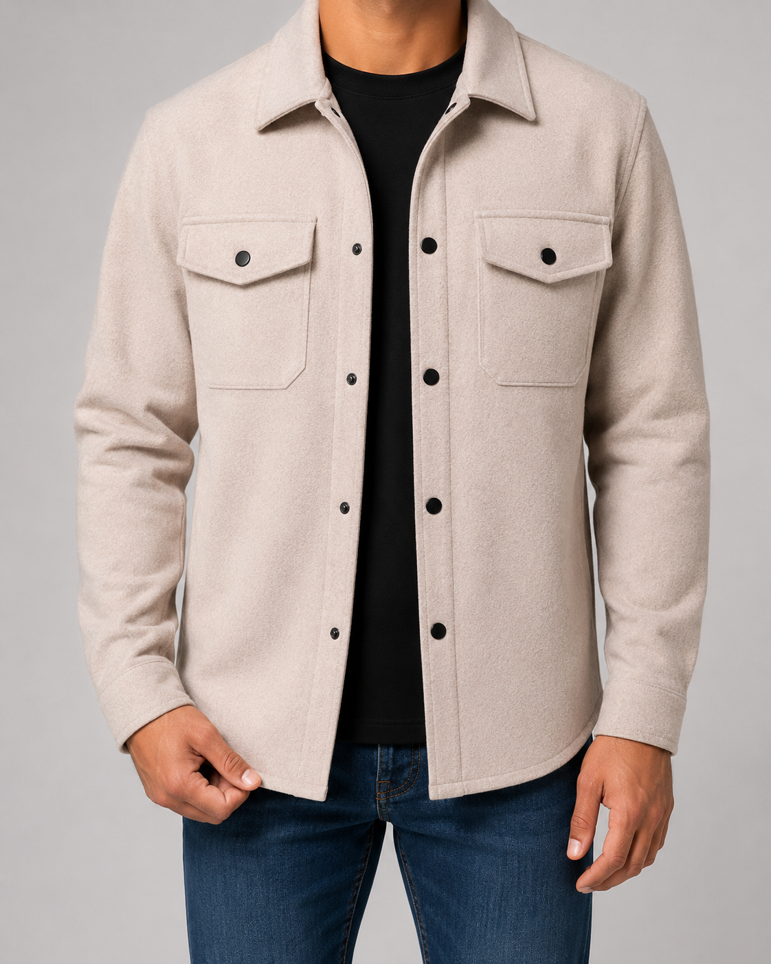 Men's Wool Blend Overshirt Jacket | Button Front | Utility Shirt Jacket | Smart Casual | Steven & Levon