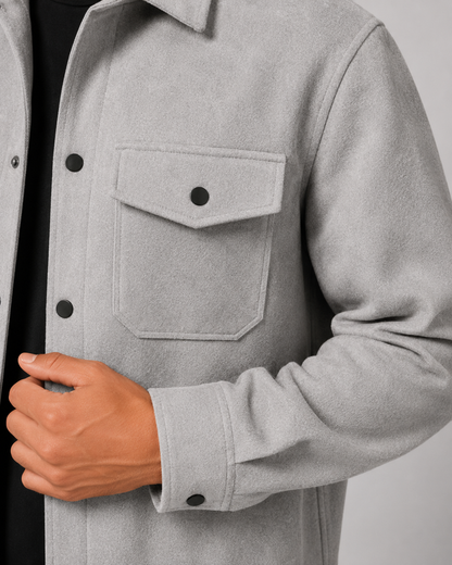 Men's Wool Blend Overshirt Jacket | Button Front | Utility Shirt Jacket | Smart Casual | Steven & Levon