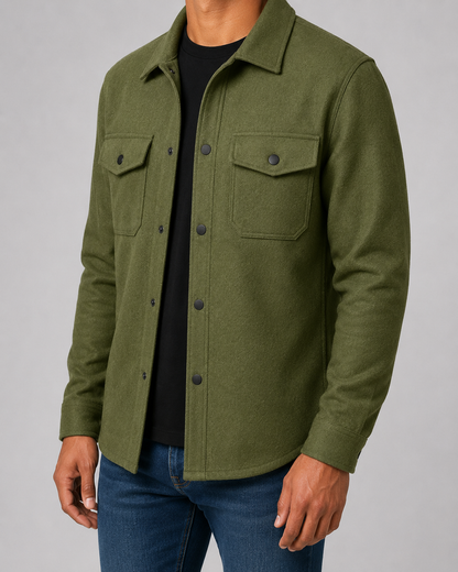 Men's Wool Blend Overshirt Jacket | Button Front | Utility Shirt Jacket | Smart Casual | Steven & Levon
