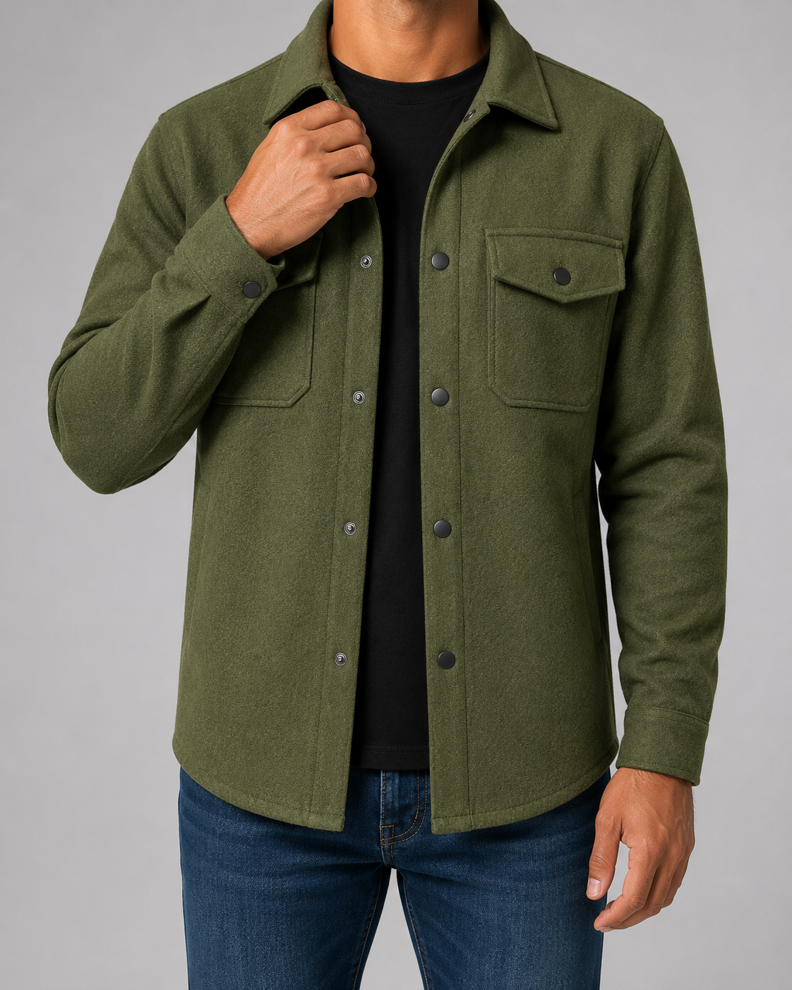 Men's Wool Blend Overshirt Jacket | Button Front | Utility Shirt Jacket | Smart Casual | Steven & Levon