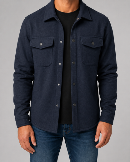 Men's Wool Blend Overshirt Jacket | Button Front | Utility Shirt Jacket | Smart Casual | Steven & Levon