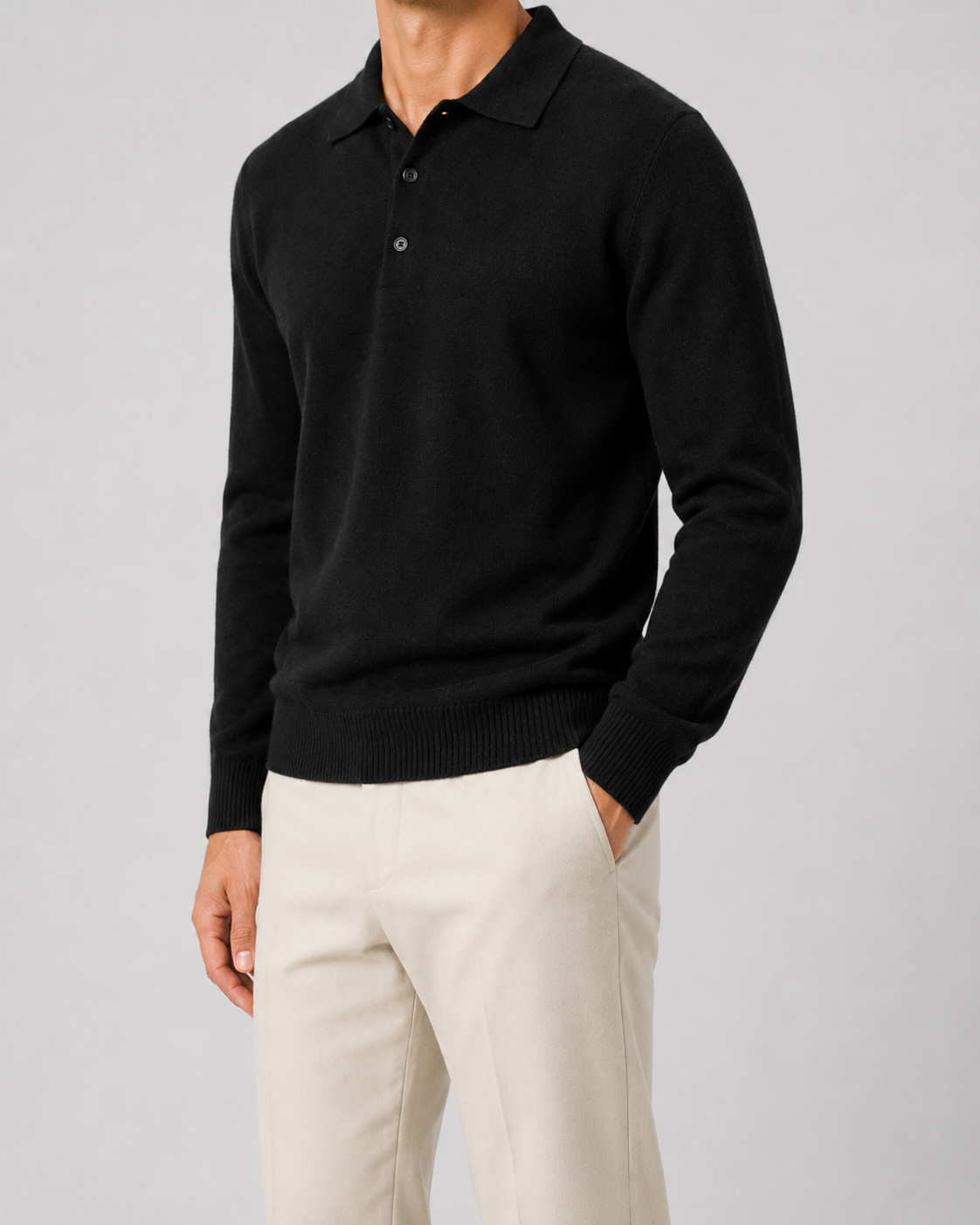 Men's Wool Polo Sweater | Long Sleeve | Soft Knit | Classic Fit | Smart Casual Layer | Steven & Levon