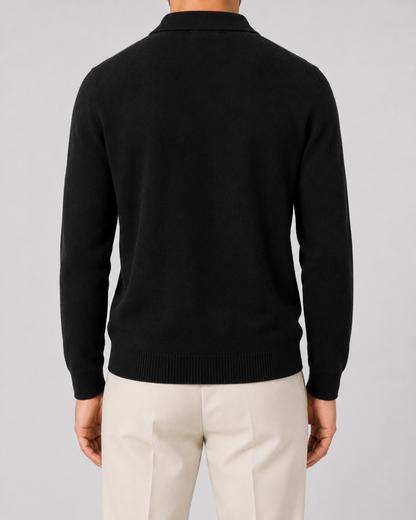 Men's Wool Polo Sweater | Long Sleeve | Soft Knit | Classic Fit | Smart Casual Layer | Steven & Levon
