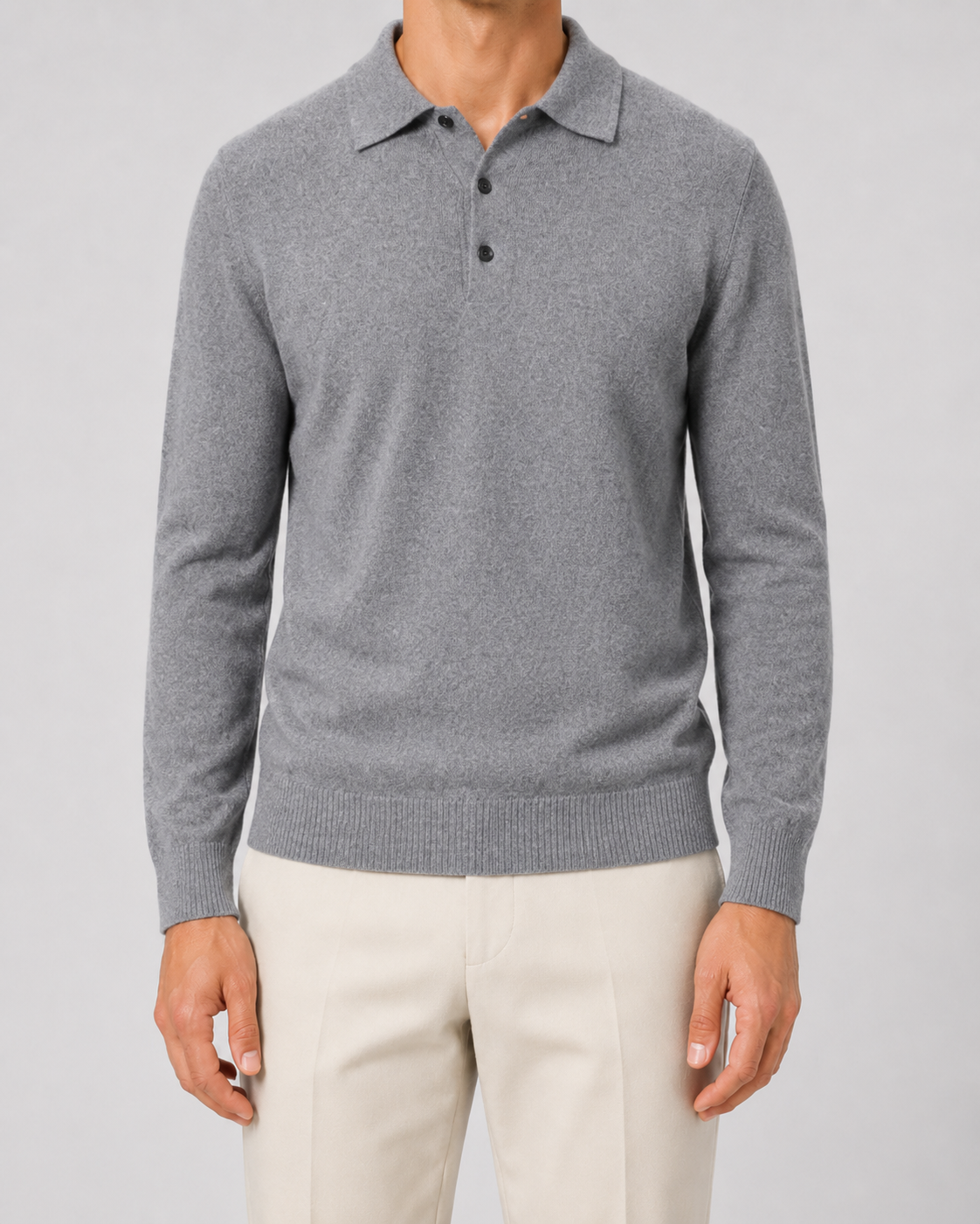 Men's Wool Polo Sweater | Long Sleeve | Soft Knit | Classic Fit | Smart Casual Layer | Steven & Levon