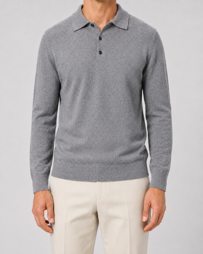 Men's Wool Polo Sweater | Long Sleeve | Soft Knit | Classic Fit | Smart Casual Layer | Steven & Levon