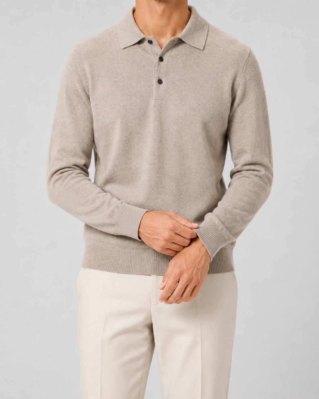 Men's Wool Polo Sweater | Long Sleeve | Soft Knit | Classic Fit | Smart Casual Layer | Steven & Levon