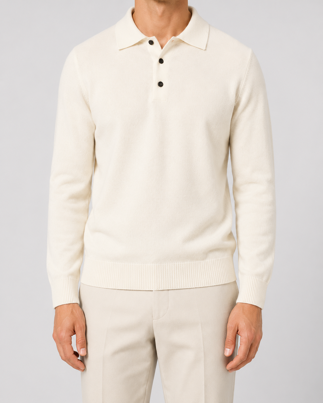 Men's Wool Polo Sweater | Long Sleeve | Soft Knit | Classic Fit | Smart Casual Layer | Steven & Levon
