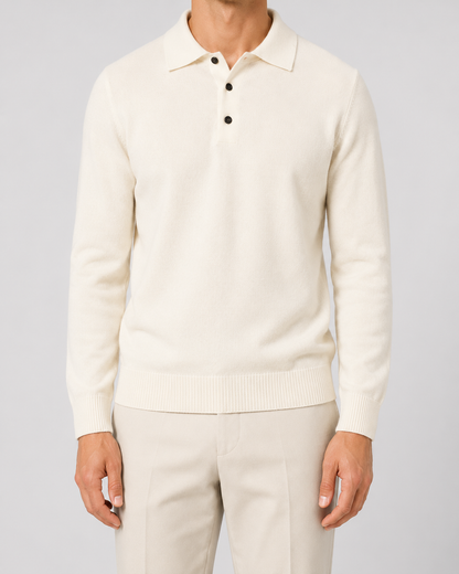 Men's Wool Polo Sweater | Long Sleeve | Soft Knit | Classic Fit | Smart Casual Layer | Steven & Levon