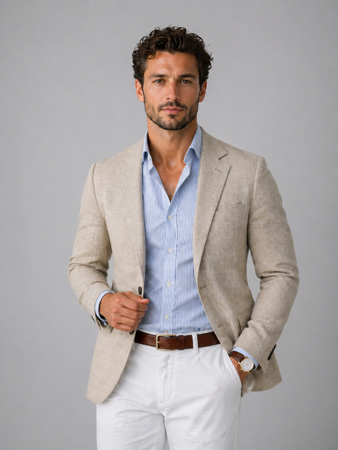 Men's Tailored Knit Blazer | Smart Casual | Lightweight Stretch | Button Front | Steven & Levon