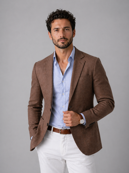 Men's Tailored Knit Blazer | Smart Casual | Lightweight Stretch | Button Front | Steven & Levon