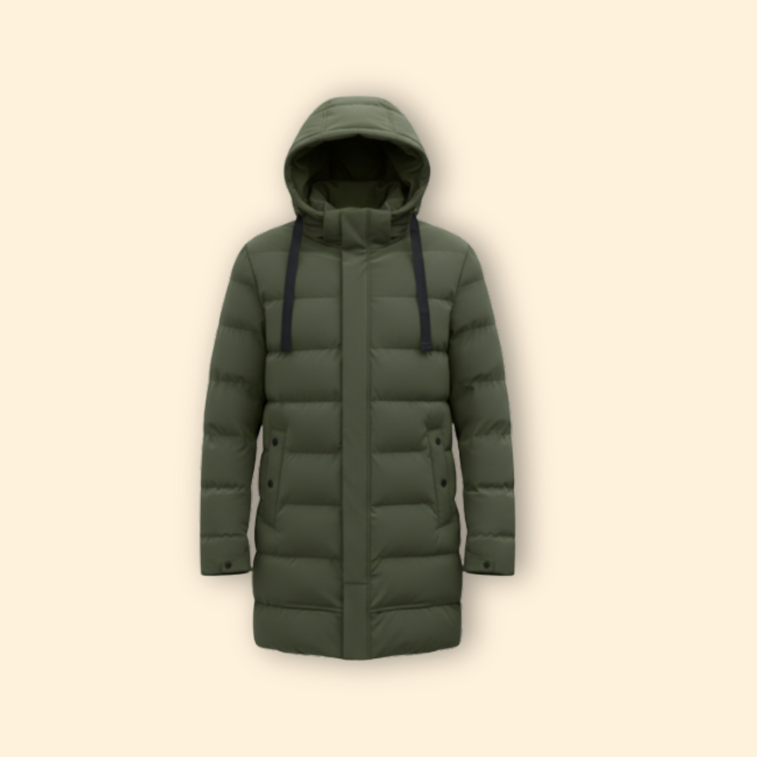 Men's Long Quilted Coat | Padded Winter Outerwear | Warm Casual Style | Steven & Levon