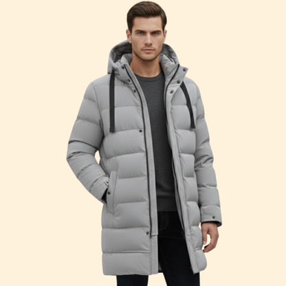 Men's Long Quilted Coat | Padded Winter Outerwear | Warm Casual Style | Steven & Levon