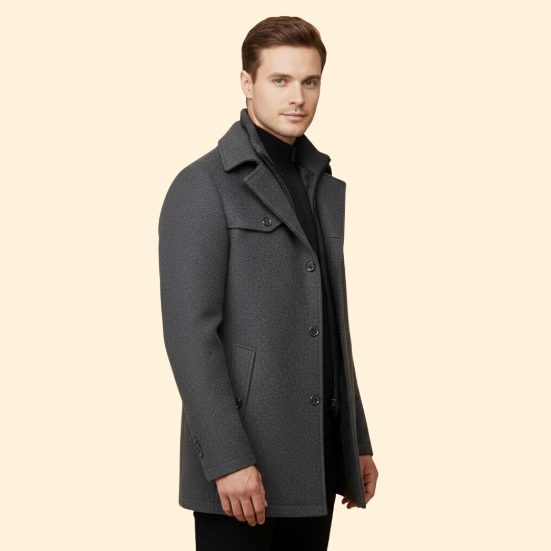 Men's Tailored Coat | Elegant Fit | Smart Formal Overcoat | Classic Style | Steven & Levon