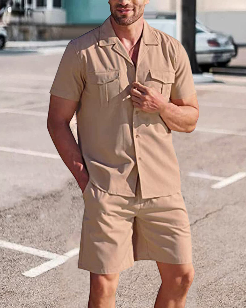 Men’s Casual Linen Shirt and Shorts Set | Men | Breathable Linen Blend | Summer Co-Ord Loungewear | Steven & Levon