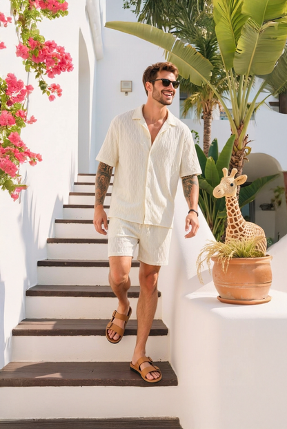 Men's Shirt & Shorts Co-Ord Set | Summer Casual Outfit | Lightweight Holiday Wear | Steven & Levon