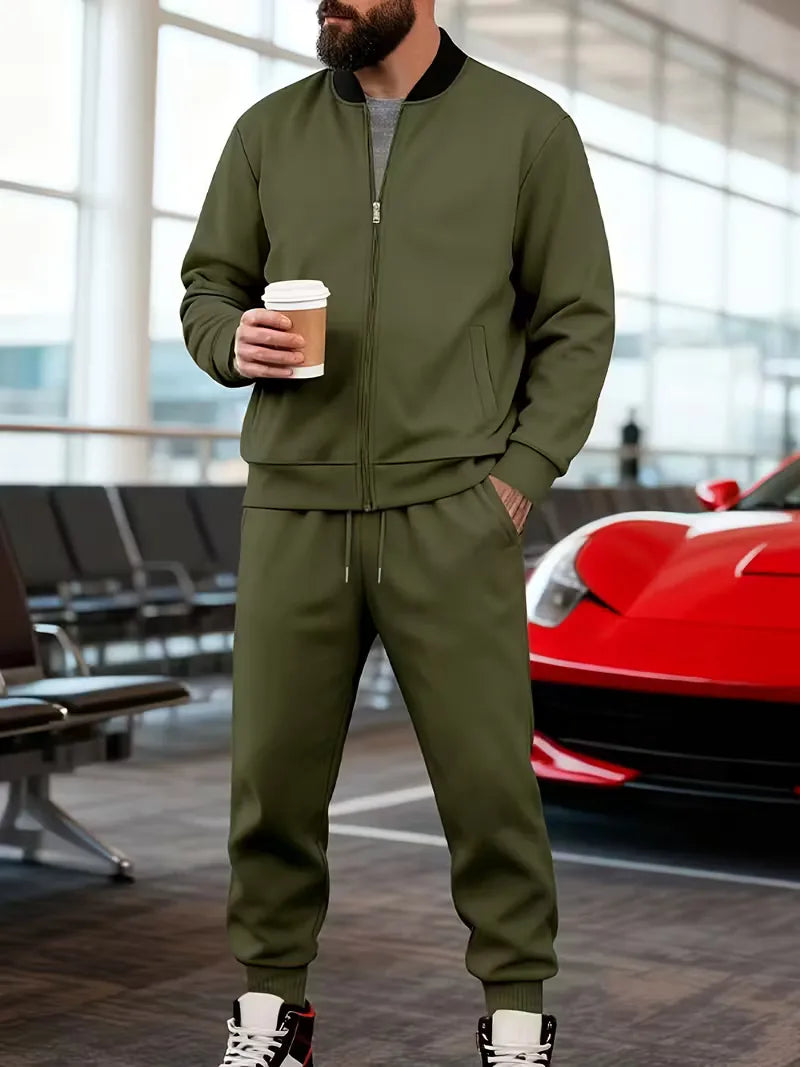 Men's Tracksuit | Zipped Jacket and Trousers | Casual Two Piece Sportswear Set | Steven & Levon
