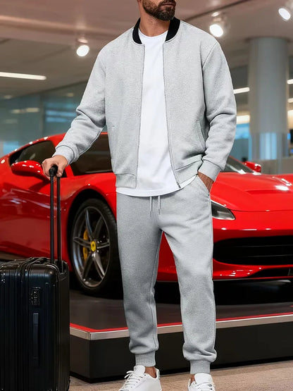 Men's Tracksuit | Zipped Jacket and Trousers | Casual Two Piece Sportswear Set | Steven & Levon