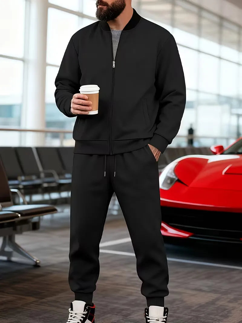 Men's Tracksuit | Zipped Jacket and Trousers | Casual Two Piece Sportswear Set | Steven & Levon