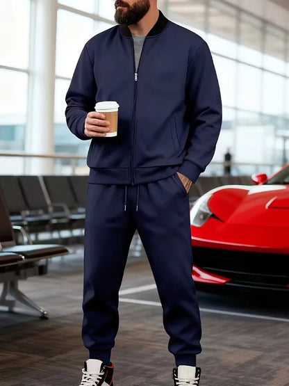 Men's Tracksuit | Zipped Jacket and Trousers | Casual Two Piece Sportswear Set | Steven & Levon