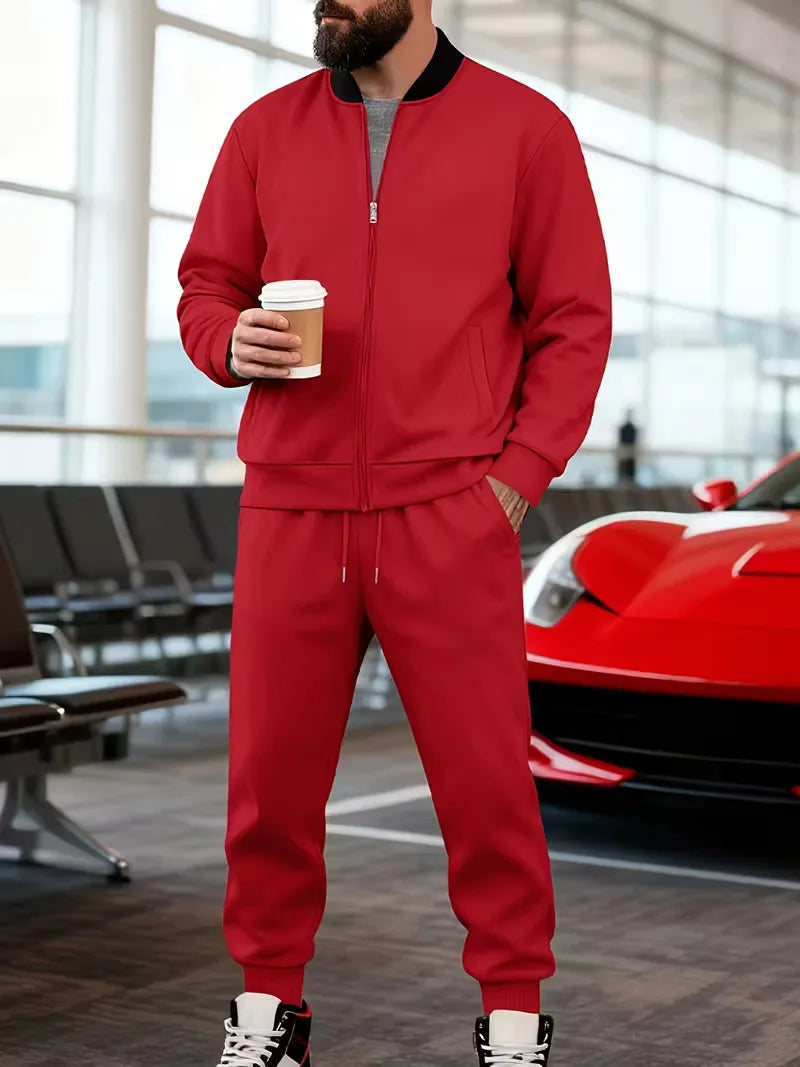 Men's Tracksuit | Zipped Jacket and Trousers | Casual Two Piece Sportswear Set | Steven & Levon