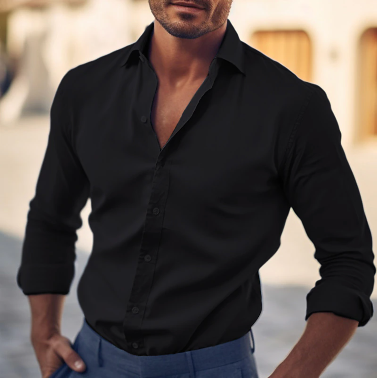 Classic Collar Dress Shirt | Men | Cotton Blend | Long Sleeve Formal Button Down | Smart Casual Office Wear | Steven & Levon