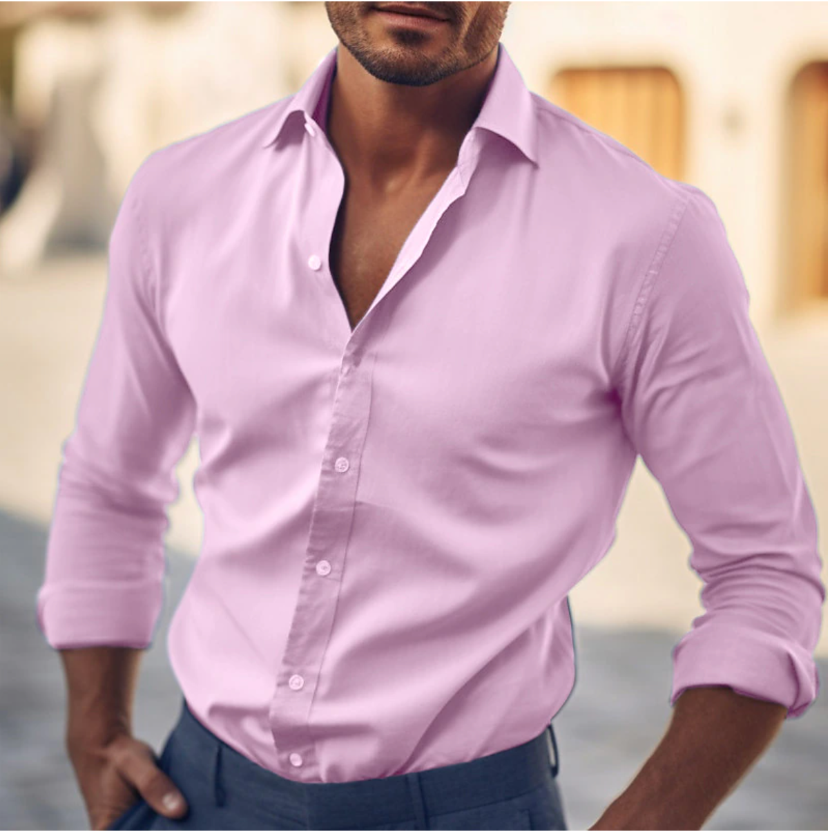 Classic Collar Dress Shirt | Men | Cotton Blend | Long Sleeve Formal Button Down | Smart Casual Office Wear | Steven & Levon