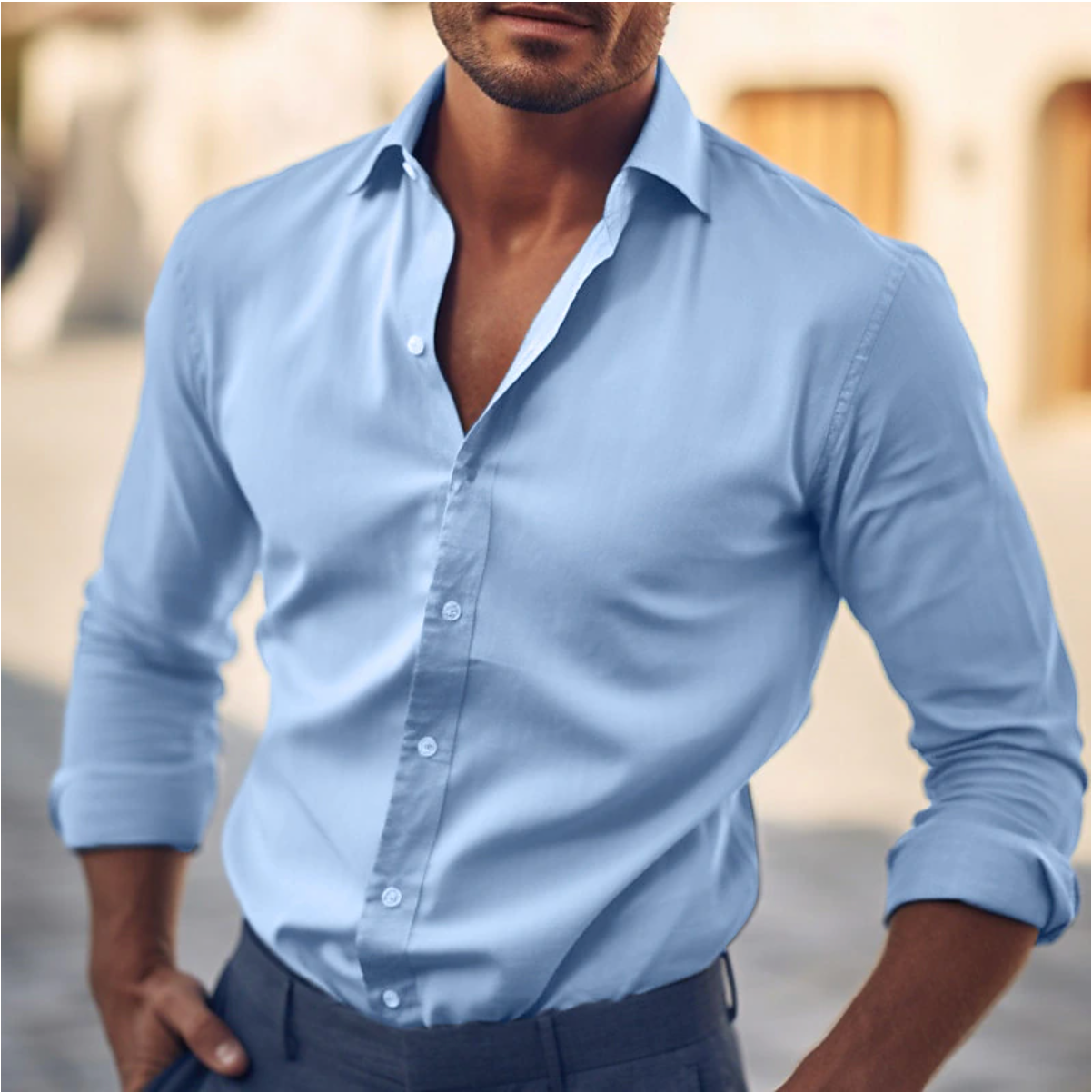 Classic Collar Dress Shirt | Men | Cotton Blend | Long Sleeve Formal Button Down | Smart Casual Office Wear | Steven & Levon