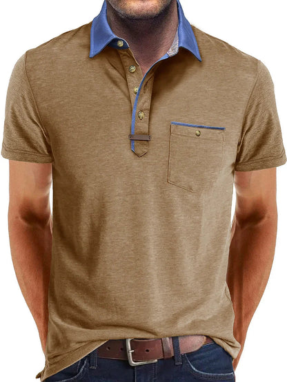 Men’s Classic Polo Shirt | Cotton Blend | Button Placket Short Sleeve Casual Top | Steven & Levon