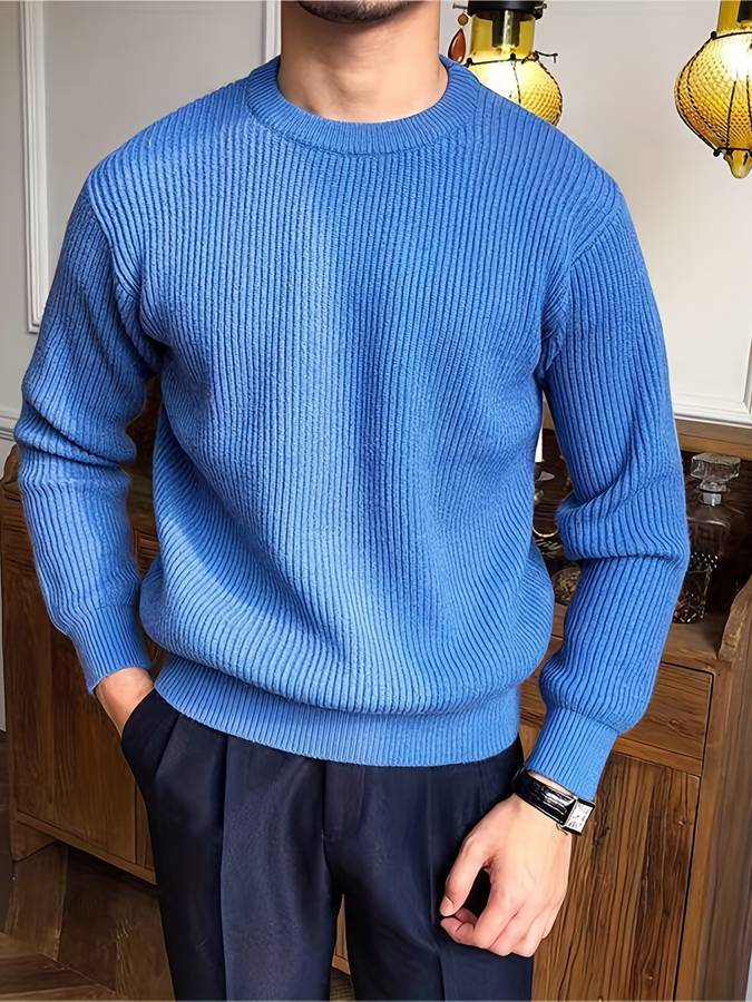 Men’s Ribbed Knit Sweater | Soft Knit Jumper | Textured Design | Everyday Comfort | Steven & Levon