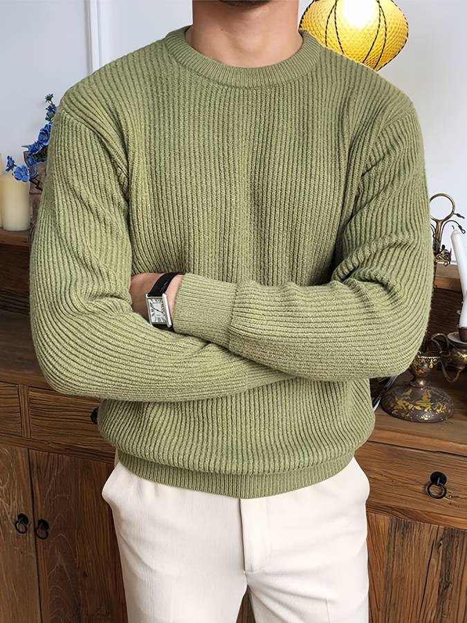 Men’s Ribbed Knit Sweater | Soft Knit Jumper | Textured Design | Everyday Comfort | Steven & Levon