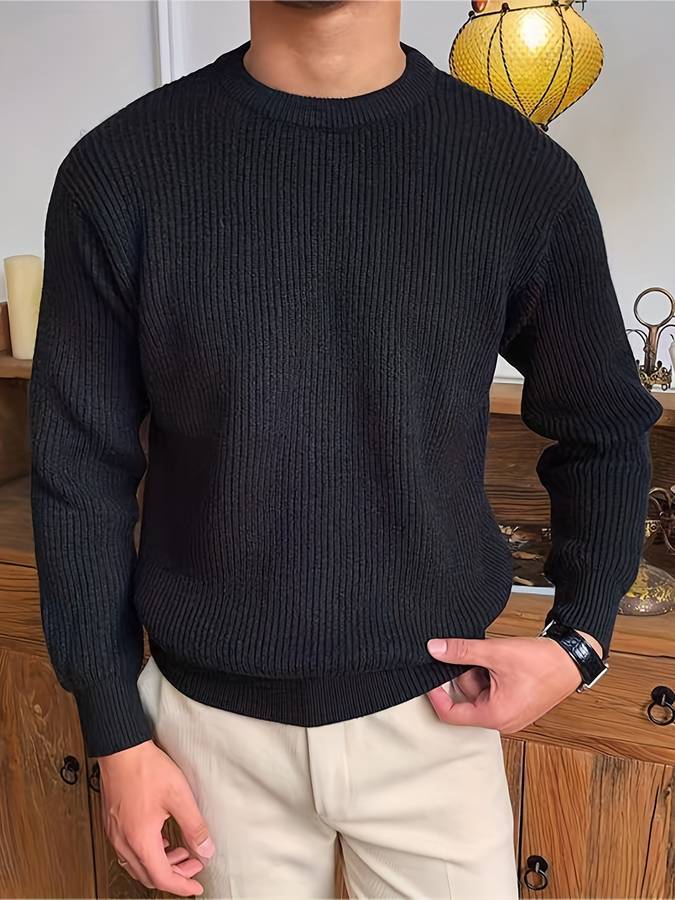 Men’s Ribbed Knit Sweater | Soft Knit Jumper | Textured Design | Everyday Comfort | Steven & Levon