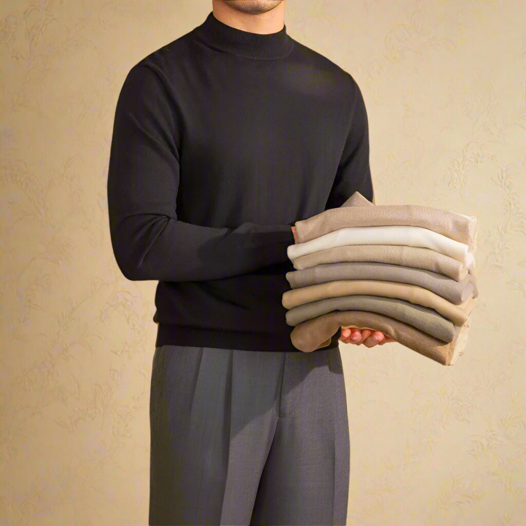 Men’s Classic Roll Neck Sweater | Turtleneck Knit Jumper | Soft Knit Fabric | Smart Casual Style | Steven & Levon