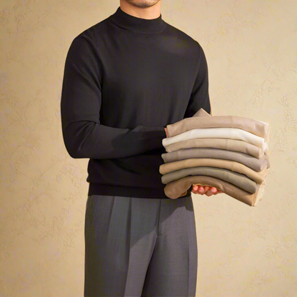 Men’s Classic Roll Neck Sweater | Turtleneck Knit Jumper | Soft Knit Fabric | Smart Casual Style | Steven & Levon