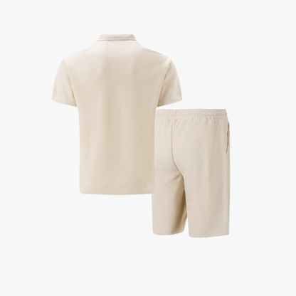 Men’s Co-Ord Set | Polo Shirt & Shorts | Men | Breathable Cotton | Zip Neck & Drawstring Shorts | Steven & Levon