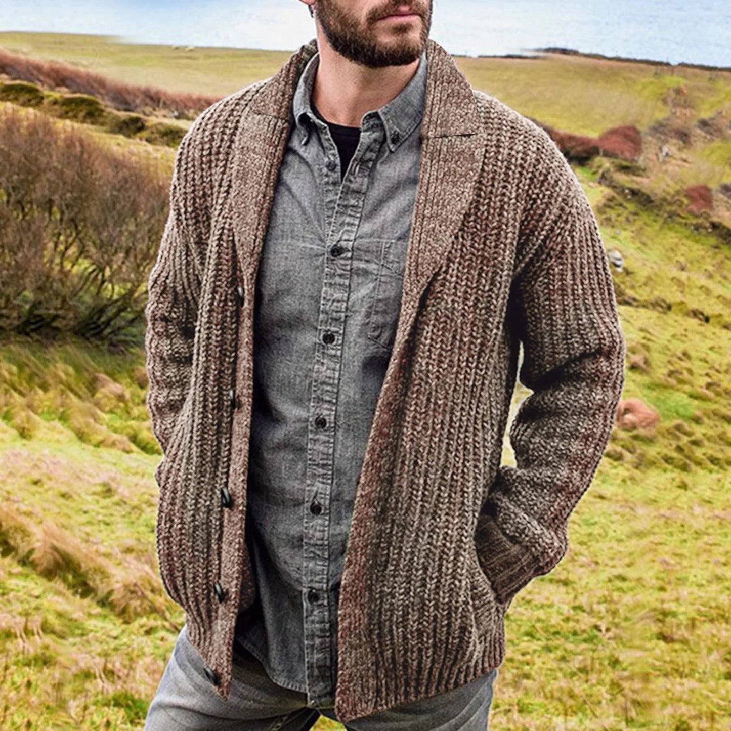 Men’s Comfortable Cardigan | Men | Knit Fabric | Button Closure & Pockets | Steven & Levon