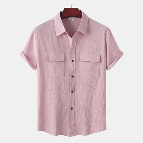 Leo Cotton Linen Shirt | Men | Breathable Casual Button Up | Steven & Levon