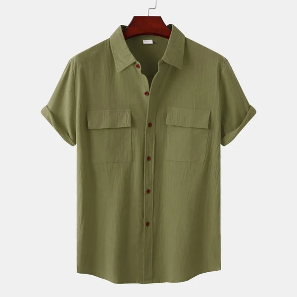 Leo Cotton Linen Shirt | Men | Breathable Casual Button Up | Steven & Levon