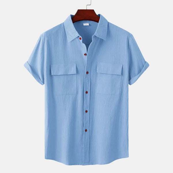 Leo Cotton Linen Shirt | Men | Breathable Casual Button Up | Steven & Levon