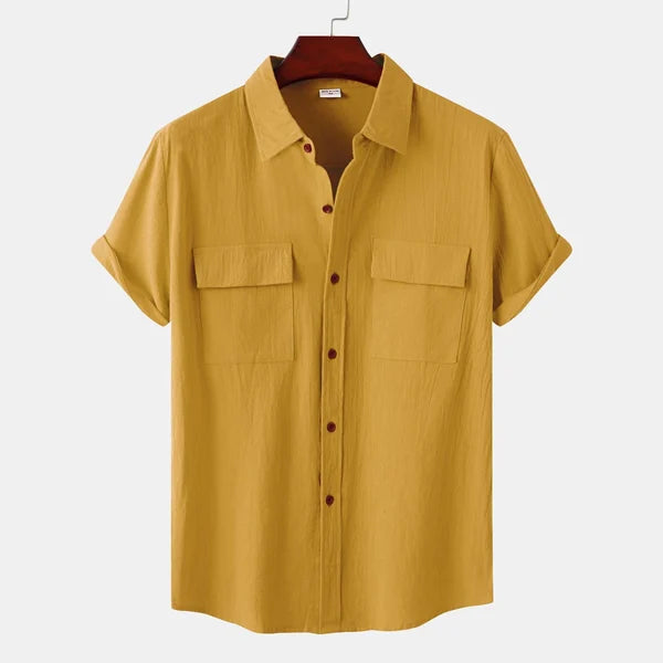 Leo Cotton Linen Shirt | Men | Breathable Casual Button Up | Steven & Levon