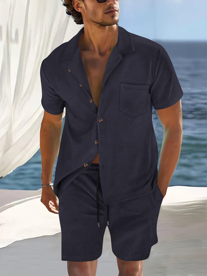 Men's Cuban Outfit Set | Collar Co-Ord Set | Men | Lightweight Fabric Blend | Steven & Levon