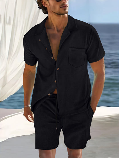 Men's Cuban Outfit Set | Collar Co-Ord Set | Men | Lightweight Fabric Blend | Steven & Levon