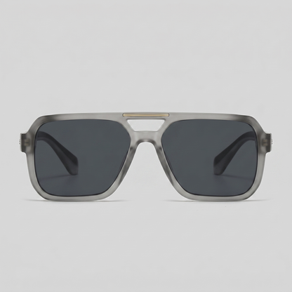 Men's Double-Bridge Aviator Sunglasses | PC Lens | Black Gold Frame | Steven & Levon