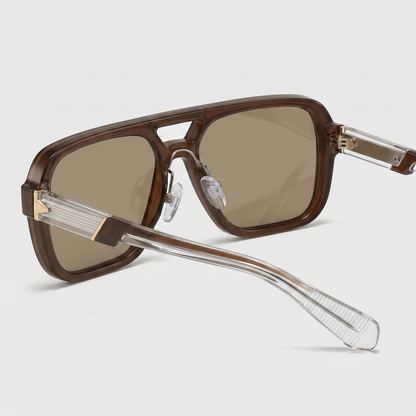 Men's Double-Bridge Aviator Sunglasses | PC Lens | Black Gold Frame | Steven & Levon