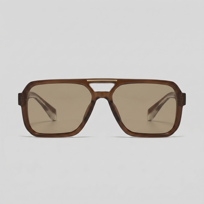 Men's Double-Bridge Aviator Sunglasses | PC Lens | Black Gold Frame | Steven & Levon